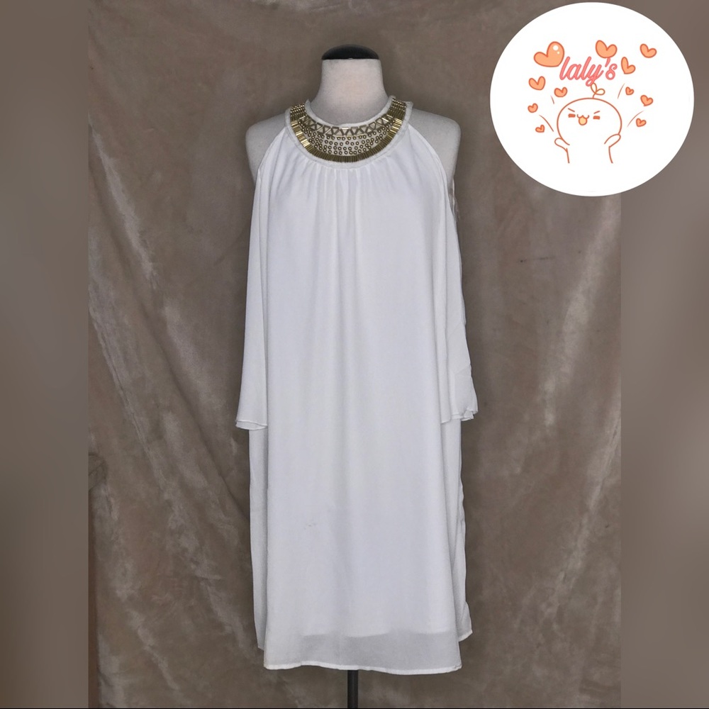 ✨Mlle Gabrielle White Dress with Gold designs
